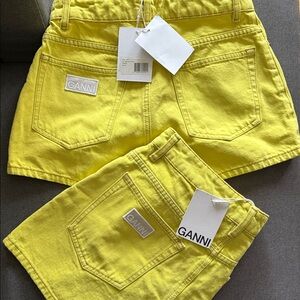 Ganni Vibrant Yellow Jean Shorts